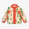 Mini Rodini Parrots Printed Tracksuit Jacket In Ivory