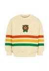 Mini Rodini Ivory Sweatshirt For Kids With Bear In White