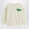 Mini Rodini Ivory Sweatshirt With A Velvet Lizard