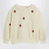 Mini Rodini Ivory Sweatshirt With Embroidered Ladybugs In Neutral