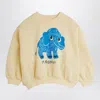 Mini Rodini Ivory Sweatshirt With Mammoth Print In Multi