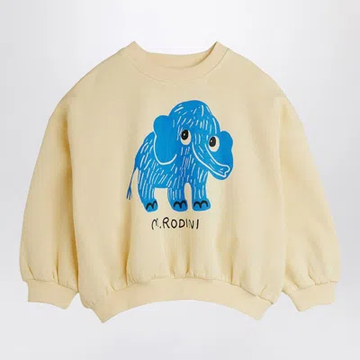 MINI RODINI IVORY SWEATSHIRT WITH MAMMOTH PRINT