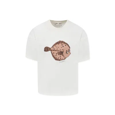 Mini Rodini Ivory T-shirt For Kids With Puffer Fish