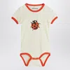 Mini Rodini Ivory Bodysuit For Baby Girl With Ladybug In White