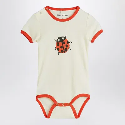 MINI RODINI IVORY/RED BODYSUIT WITH LADYBUG