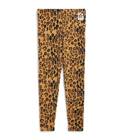 Mini Rodini Kids' Jersey Leopard Leggings In Brown