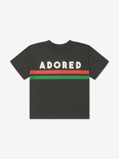 Mini Rodini Babies' Kids Adored T-shirt In Black