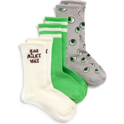 Mini Rodini Kids' Assorted 3-pack Eyes Crew Socks In Multi