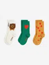 Mini Rodini Kids Bear 3 Pack Socks Set In Multi