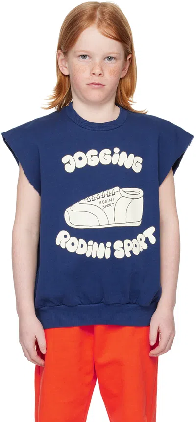 Mini Rodini Blue Sweatshirt For Kids With Jogging Sneakers Print