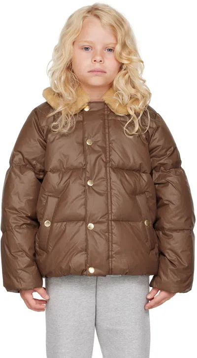 Mini Rodini Kids Brown Dog Jacket In 16 Brown