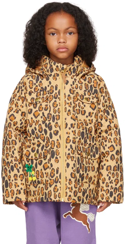 Mini Rodini Kids Brown Quilted Leopard Jacket