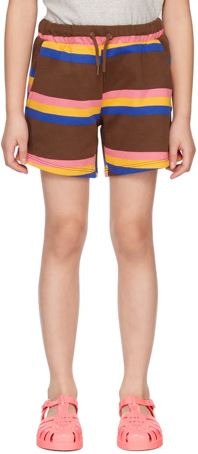 Mini Rodini Kids Brown Striped Shorts