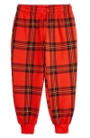Mini Rodini Kids Check Aop Fleece Joggers In Red
