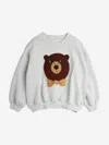 Mini Rodini Kids Chenille Bear Sweatshirtin Grey In White
