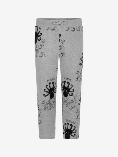 Mini Rodini Kids Cotton Octopus Print Joggers 1 - 3 Mths Grey
