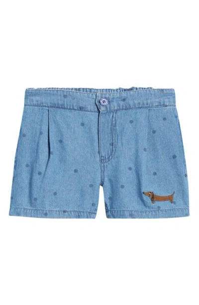 Mini Rodini Kids' Dot Denim Shorts In Blue