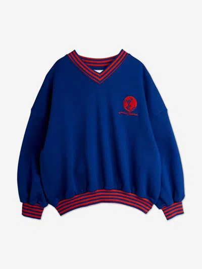 Mini Rodini Kids Embroidered Earth Sweatshirt In Blue