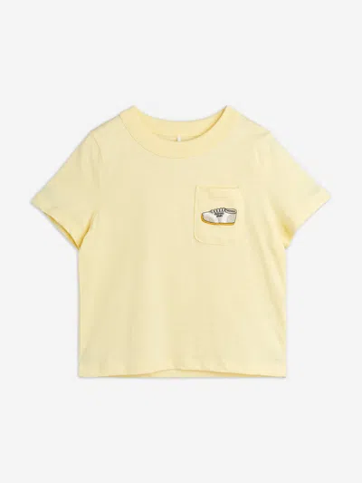 Mini Rodini Babies' Kids Embroidered Pocket T-shirt In Yellow