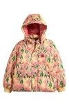Mini Rodini Kids' Floral Puffer Jacket With Removable Hood In Multi