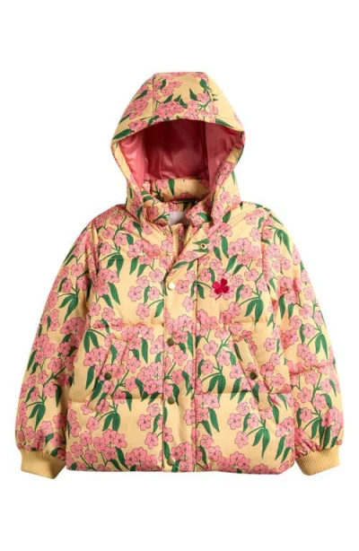 Mini Rodini Kids' Floral Puffer Jacket With Removable Hood In Multi