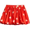 Mini Rodini Kids' Heart Print Organic Cotton Bubble Hem Skirt In Red
