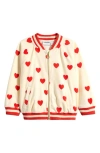 Mini Rodini Kids' Hearts Baseball Cardigan In Neutral
