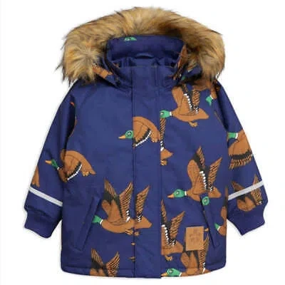 Pre-owned Mini Rodini Kids K2 Wild Duck Padded Parka Jacket In Navy In Blue