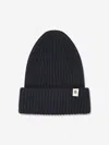 Mini Rodini Kids Knitted Rib Fold Up Hat In Black