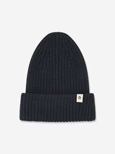 Mini Rodini Kids Knitted Rib Fold Up Hat In Black