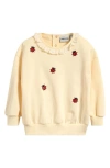 Mini Rodini Kids' Lady Bug Embroidered Organic Cotton Graphic Sweatshirt In Off White