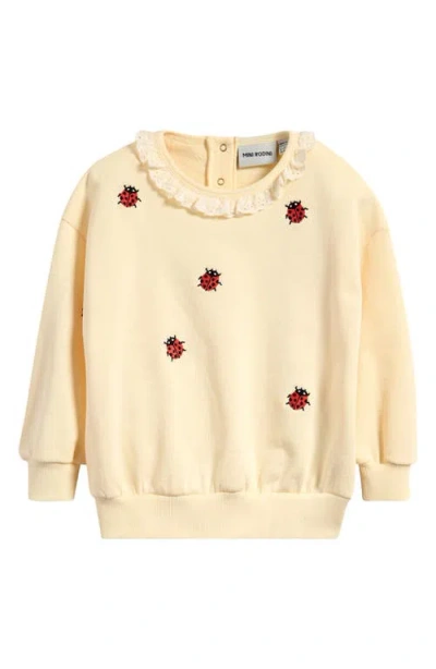 Mini Rodini Kids' Lady Bug Embroidered Organic Cotton Graphic Sweatshirt In Off White