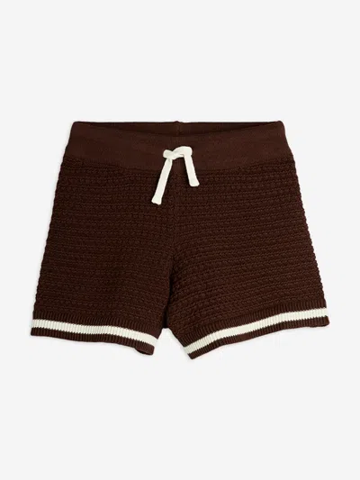 Mini Rodini Kids Lizard Patch Crochet Knit Shorts In Brown