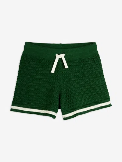 Mini Rodini Kids Lizard Patch Crochet Knit Shorts In Green