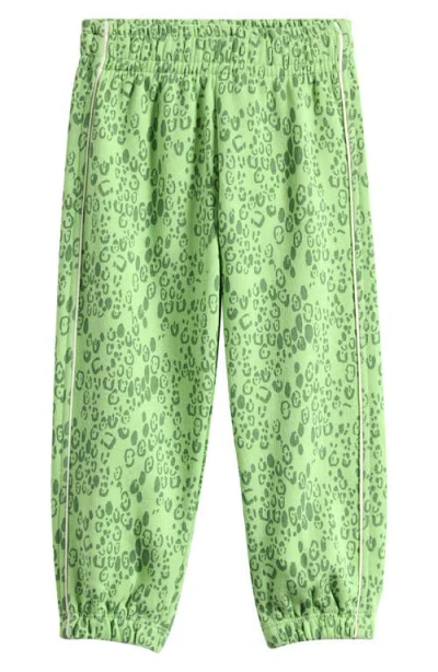 Mini Rodini Kids' Mini Leopard Print Organic Cotton Joggers In Green