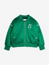 Mini Rodini Kids Note Chenille Satin Baseball Jacket In Green