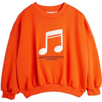 MINI RODINI MINI RODINI KIDS' NOTE EMBROIDERED ORGANIC COTTON CREWNECK SWEATSHIRT