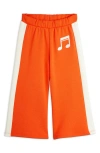 Mini Rodini Kids' Note Embroidered Organic Cotton Sweatpants In Red