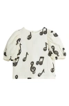 Mini Rodini Kids' Note Print Organic Cotton Muslin Top In White