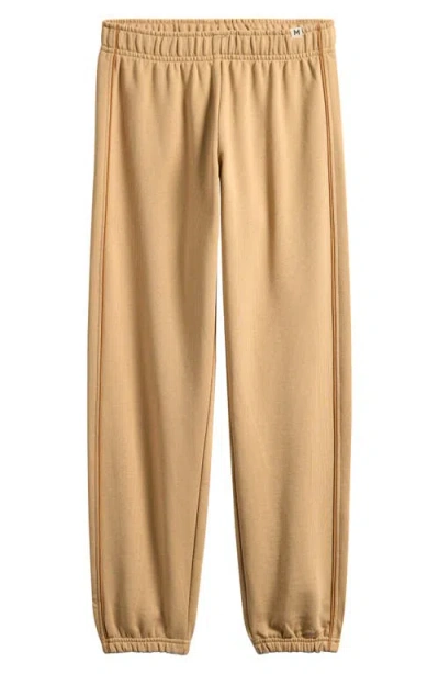Mini Rodini Kids' Piped Organic Cotton Joggers In Gold