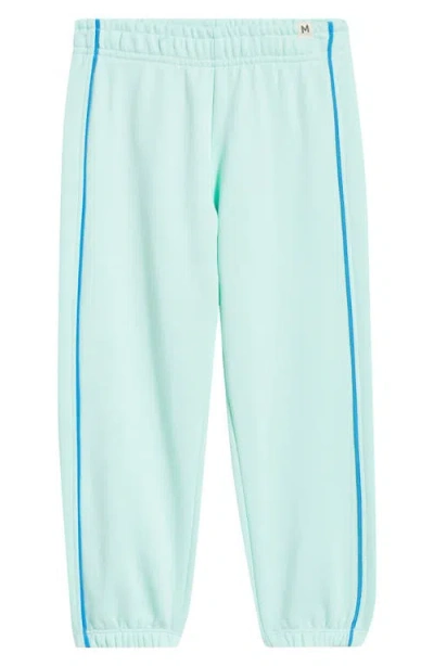 Mini Rodini Kids' Piped Organic Cotton Joggers In Green