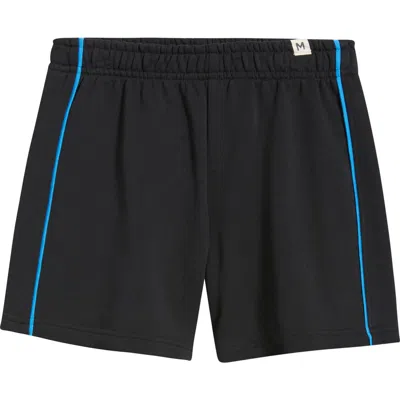 Mini Rodini Kids' Piped Organic Cotton Sweat Shorts In Black