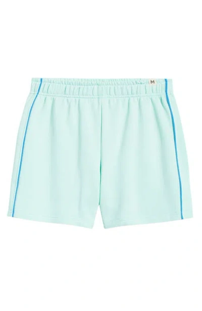 Mini Rodini Kids' Piped Organic Cotton Sweat Shorts In Green