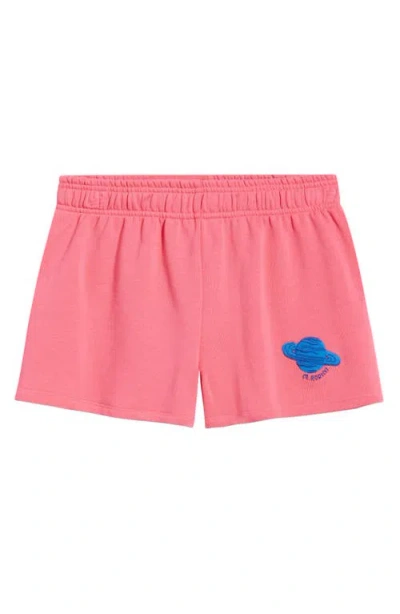 Mini Rodini Kids' Planet Embroidered Organic Cotton Sweat Shorts In Pink