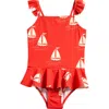 Mini Rodini Kids' Print Skirted One-piece Swimsuit