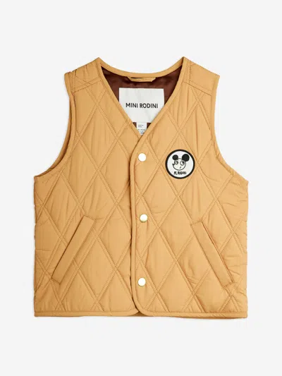 Mini Rodini Babies'  Kids Ritzratz Patch Quilted Gilet In Nude