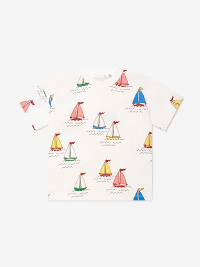Mini Rodini Babies' Kids Sailing Boats T-shirt In White
