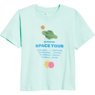 Mini Rodini Kids' Space Tour Organic Cotton Graphic T-shirt In Green
