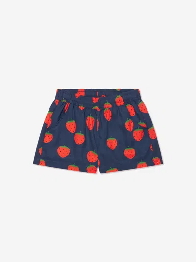 Mini Rodini Kids' Strawberry-print Shorts In Blue