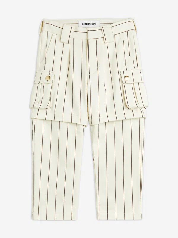 Mini Rodini striped twill trousers - Neutrals